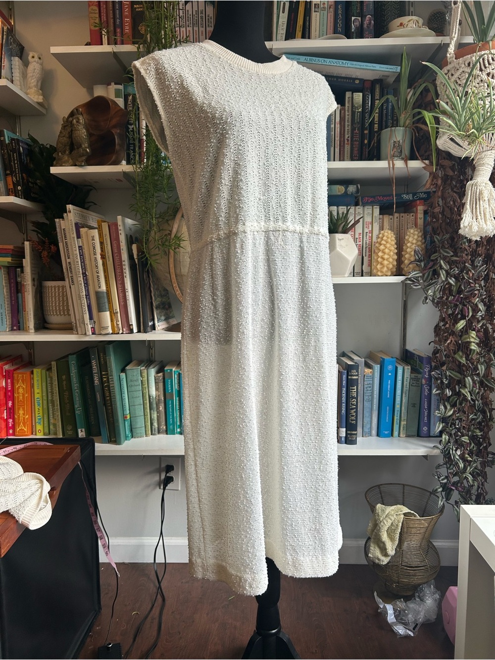 White Textured Knit Women’s Dress and Matching Cardigan